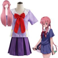 Anime Komiksas Mirai Nikki Gasai Yuno Lolita Jūreivės Mergaitės Cosplay Loli Kaspinas Trumpas Sijonas Perukas Helovino ir Kalėdų Kostiumai Naujas L-(Costume+Wig)