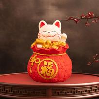 Katės statula, Piggy Bank, Taupymo dėžutė, Feng Shui papuošimas biurui Style A