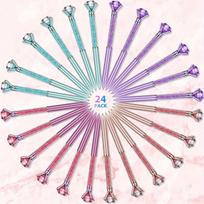 24pcs Big Crystal Diamond Pens Bling Ballpoint Pen Black Ink Rhinestones Pen For School Office Supplies Christmas Wedding , 4 Colors(black Ink) 24pcs