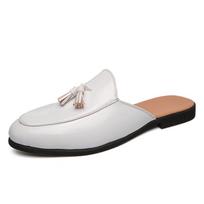 Juodi vyriški pusbačiai klumpės šlepetės odiniai batai laisvalaikio batai vyriška mada sapato social masculino mocassin homme chaussure 38 balta