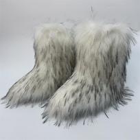 Y2k Fur Snow Boots for Women Winter Warm Plush Boots Outdoor Platform Solid Color Mid Calf Boots Furry Cute Girl Shoes 44