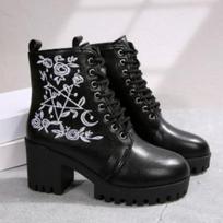 Stipriapadžiai Batai su Vilna, Aukštį Didinantys Batai, Universalūs Šniuojami Ankle Boots, Moteriški Batai 35 juoda