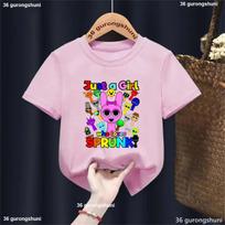 2025 Sprunki Girl Print T-Shirt Fun Birthday Party Summer Solid Color Comfortable Versatile Top 110