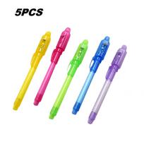 5/20 vnt. Nematomo rašalo rašiklių rinkinys - Rašykite slaptas žinutes - Rinkinyje yra UV šviesa žinutėms atskleisti 5pcs