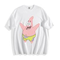 SpongeBob Patrick Star Happy Arms T-Shirt Cheerful Vibes Unisex Tee Summer Harajuku Men's Women's T-shirts Loose Y2K S balta