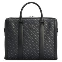 Hugo Boss Double B Logo Interwoven Letter Decoration Recycled Leather Fabric Briefcase Men briefcase Dark-Gray 50523446027 Basic Set (Bag+Dust Bag)