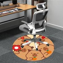 1PC Capybara Office Round Area Rug, Indoor Mat Suitable For Office, Under Office Chairs Bedroom Living Room Home Decor, Room Deco 038 80cm by 80cm