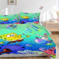 3pcs SpongeBob and Friends Printed Bedding Set, Soft and Comfortable Quilt Cover for Bedroom, Guest Room F078 135x200cm