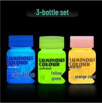 Glow-in-the-Dark Fluorescent Acrylic Paint Set for Kids' DIY Clothing and Graffiti Creations.