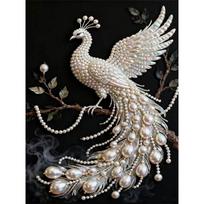 DIY Peacock Pearl Gem Art Kit for Home Wall Decor - Perfect Gift for Adults and Beginners No Frame Pearl Painting Kit 30x40cm
