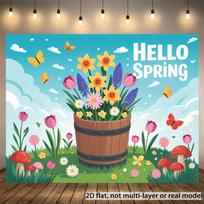 2D Spring Flower Garden Backdrop for Party Decoration 47.2x31.5inch/120*80cm