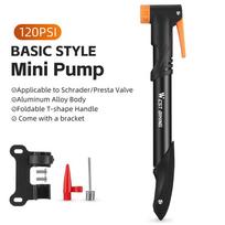 WEST BIKING Portable Bicycle Air Pump With Precise Gauge 120PSI Aluminum Alloy Hand Pump Schrader Presta Valve Tire Inflator Basic Style