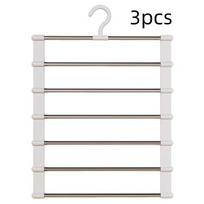 3Pcs/Stainless Steel 7-Bar Pants Rack Multifunctional Folding Pants Hanger Home Wardrobe Pants Storage Rack