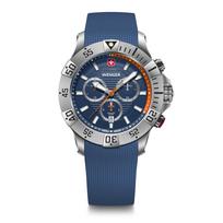 WENGER SEAFORCE CHRONO Quartz Analog Stainless Steel Case Blue Blue Silicone 200m Water Gift Men's Watch, (316L), Dial, Strap, Resistant, 3-Year