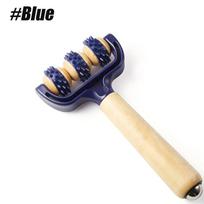 Wooden 3-Wheel Handheld Massage Roller, Ergonomic Lightweight Design for Home Office Travel, Manual Body Massage Tool