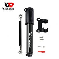 WEST BIKING Mini Aluminum Alloy Bicycle Hand Air Pump, Tire Inflator, Schrader Presta Valve, MTB Road Cycling Pump, 100Psi juoda
