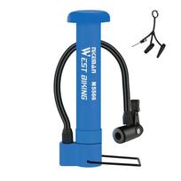 WEST BIKING Mini Bike Pump Schrader Air Valve Portable Floor Pump Ball MTB Tire Inflator With Extension Hose Cycling Accessories mėlyna
