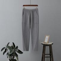 High Waist Loose Slim Knitted Harun Turnip Capris Pants for Women Autumn Winter Casual Trousers OneSize pilka spalva