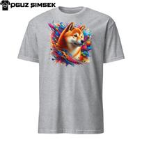 Colorful Shiba Inu Unisex T-Shirt Mens Womens Tees Top: Vibrant Dog Design Short Sleeve, Unique Style L