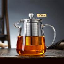 Heat Resistant Glass Teapot With Stainless Steel Coffee Infuser Heated Container Tea Pot Good Clear Kettle Round Filter Baskets