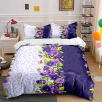 Luxurious Purple Floral Design Art Bedding Set For Kids Luxury Gift 3Pcs Digital Print Comforter Set Soft Comfortable Breathable (as the picture,EU Twin 135X200cm&set)