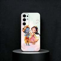 Cute Radha Krishna Phone Case For Samsung S25,S24,S23,S22,S21,S20,Ultra,Plus,FE Black Soft Cover Samsung S21Ultra