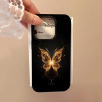 Gold Butterfly Phone Case For IPhone 16 15 14 13 12 11 Pro Max 16 Plus Glossy 2 In 1 Bumper Cover iPhone12-12Pro