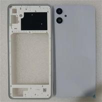 For Samsung Galaxy A05 A055 Phone Housing Middle Frame+Battery Back Cover Panel Lid Rear Door With Camera Lens White With Lens