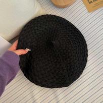 Breathable Knitted Beret Hat Solid Color Sun Hats New Crochet Painter Cap  Daily Wear juoda