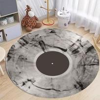 Splatter Paint Vinyl Record Area Rug, Bold Red and Beige Floor Mat for Kids Room Nursery, Non-Slip Washable Soft Home Carpet 80cm x 80cm