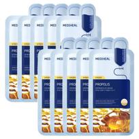 MEDIHEAL Derma Plus Propolis Mask 10-Pack Set Nourishing Glowing Sheet Mask 22ml