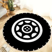 Round Car Tire Area Rug for Office Room Bedroom Indoor Outdoor Camping for Christmas Halloween Thanksgiving Home Decoration 80cm x 80cm