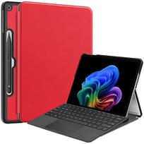 Dėklas Microsoft Surface Pro 12 12 colių 2025 planšetiniam kompiuteriui, atsparus smūgiams, su atraminiu stoveliu, PU odos dangtelis Surface Pro 12 12 Surface Pro12 12inch raudona