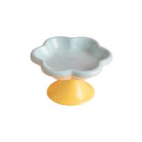 Cat Bowls Ceramic Raised Pet Feeder Bowl Elevated Flower Shaped Tilted Non Slip Stand Suitable for Cats Dogs Indoor Home mėlyna