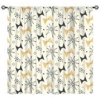 Mid Century Curta, Modern Abstract Geometric Shapes Retro Texture Pattern Window Treatments, Rod Pocket Thermal  2 Panel 53x116cm 2pc21x46in