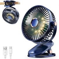 Portable USB Clip-On Fan with LED Lights, 360 Degree Rotate Personal Mini Cooling Fan for Home Office Stroller Camping