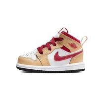 Air Jordan 1 Mid TD Light Curry Cardinal Red Baby Sneakers Brown White-Onyx White 640735-201 23.5