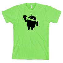 Google Android Eating Apple Droid Logo  LIME GREEN Tee *ALL SIZES* Unisex T-Shirt S