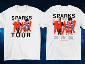 Sparks Grupė 2025 MAD! Turistinis dvipusis marškinėlis, visų dydžių S-5XL, unisex marškinėlis S