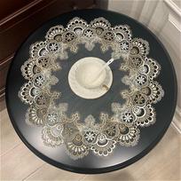 British Lace Leaf Border Transparent Bedroom Kitchen Area Tablecloth Hotel Restaurant Round Table Antifouling Covering Cloth Decoration for Home Round 30cm