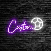 Customizable LED Name Neon Sign Wall Decor Featuring Soccer Ball Design, Birthdays, Ideal Gift for Sports Fans 30cm Max 4letters violetinė