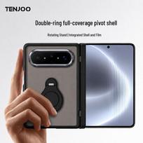 Huawei Pura X Max Foldable Case with Integrated Screen Protector & Dual Ring Kickstand Pura X Max Collector's Edition fantominės juodos spalvos