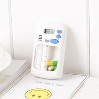 Portable Box with LCD Digital Alarm Timer 2 Grids   for Travel Vitamin Storage Reminder Transparent Compartments Moistureproof