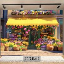 2D Tulip Flower Shop Backdrop for Spring Photography 47.2x31.5inch/120*80cm
