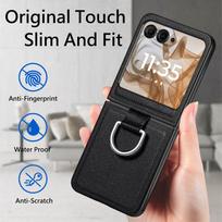 Fashion Ring Holder Leather Bag Case for Motorola Moto Razr 70 Ultra 5G 2026 Razr 60 50 2026 2026 Razr70 Razr60 Razr50 for Razr 70 juoda