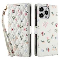 Luxury Fashion Flower Pattern Leather Case For iPhone 16 15 14 13 12 11 17 Pro Max Plus 16e Business Flip Wallet Card Slot Cover For iPhone 12&Case & Strap