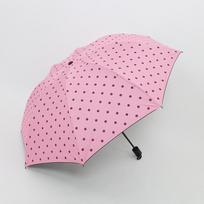 Taškuotas Retro Automatiškai Susilankstantis UV Apsaugos Skėtis nuo Saulės ir Lietaus pink