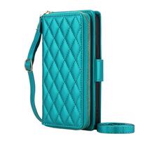 WEFOR Crossbody Wallet Case for iPhone 14 13 12 11 Pro Max X XS XR SE 6 7 8 Plus, RFID Blocking Zipper Handbag Purse Flip Cover For iPhone 6 7 8Plus žalia