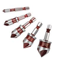 Cobalt Alloy Drill Bit Set 5pc Hex Shank with 82-Degree Tip for Reliable Performance on Wood Metal and Fiberglass