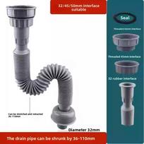 1 Set PVC Kitchen Sink Drain Pipe Leak Resistant Replacement Expandable Connecting Hose Easy Installation